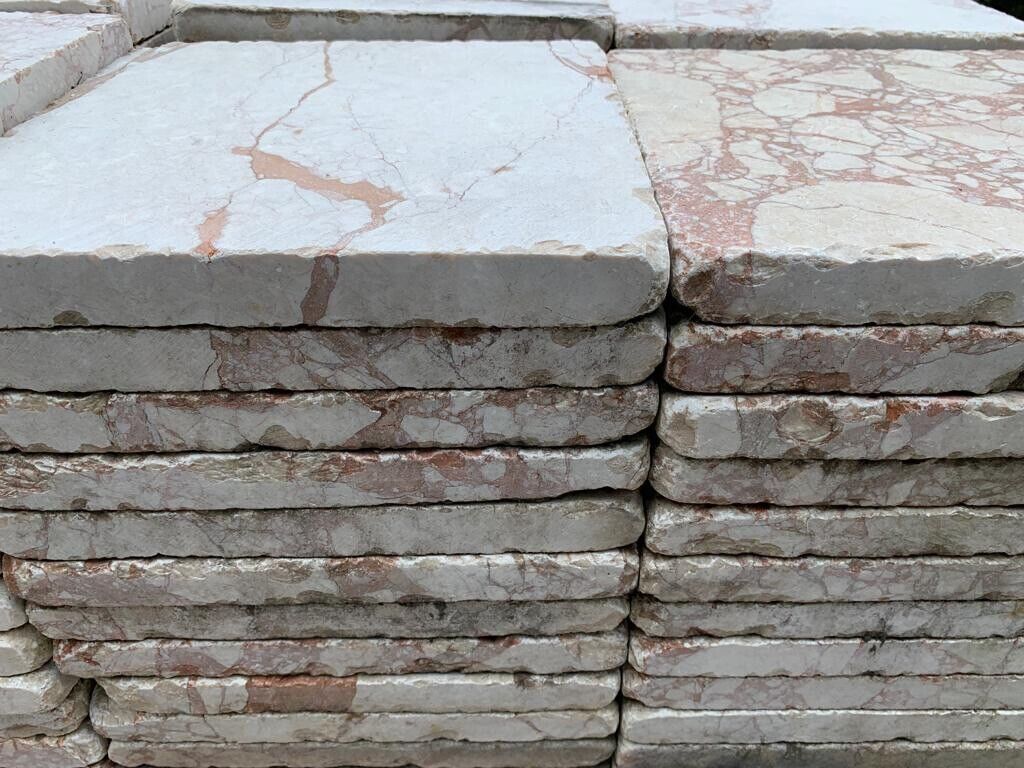 Terrassenplatten Marmor 20x20x3cm Beige Rose Sägerauh Kanten Getrommelt 3 Terrassenplatten Marmor 20x20x3cm Beige Rose Sägerauh Kanten Getrommelt – Bild 3